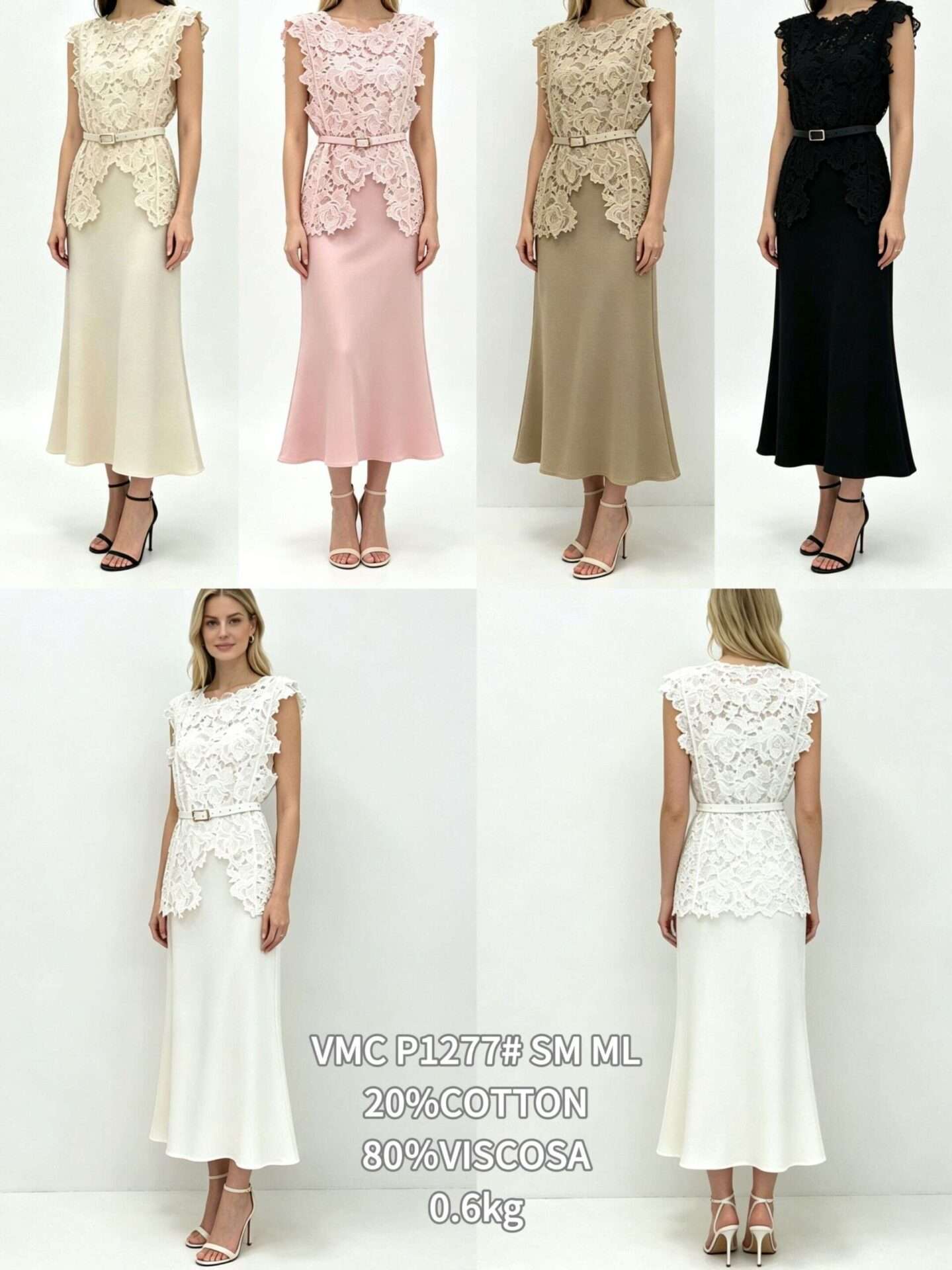 Elegantné ružové midi šaty s čipkou – jemná ženskosť - X 3139 – Obrázok 2