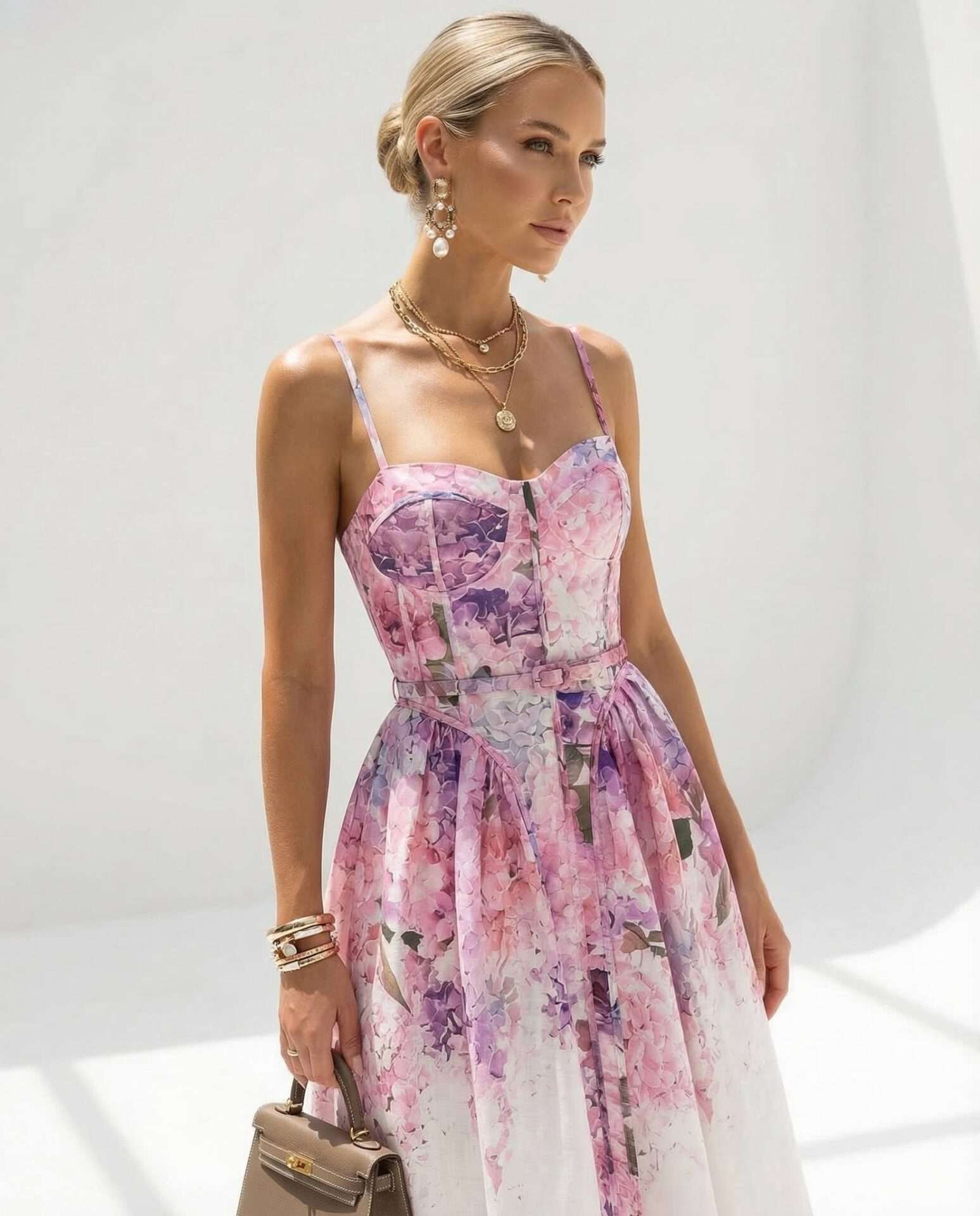 Romantické kvetinové midi šaty – ženská elegancia v luxusnom štýle - P 6140 – Obrázok 3