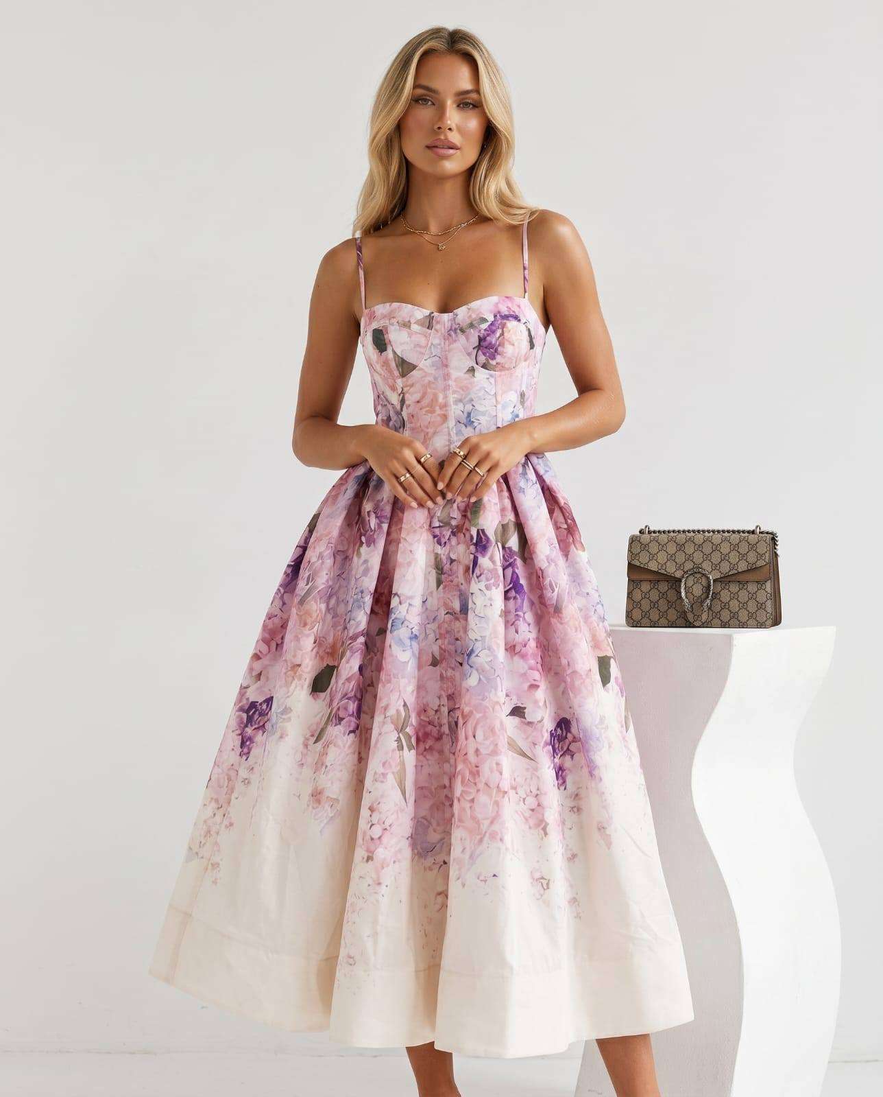 Romantické kvetinové midi šaty – ženská elegancia v luxusnom štýle - P 6140 – Obrázok 5