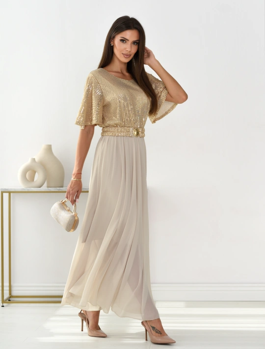Elegantné dlhé spoločenské šaty s flitrami IMPERIAL - M 8177 – Obrázok 3