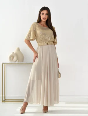 Elegantné dlhé spoločenské šaty s flitrami IMPERIAL  - M 8177