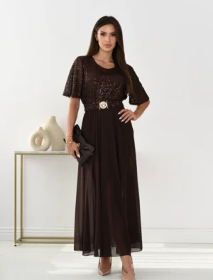 Elegantné dlhé spoločenské šaty s flitrami IMPERIAL  - M 8177